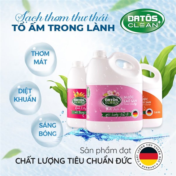  Nước lau sàn Batos Clean diệt khuẩn và an toàn với mọi gia đình