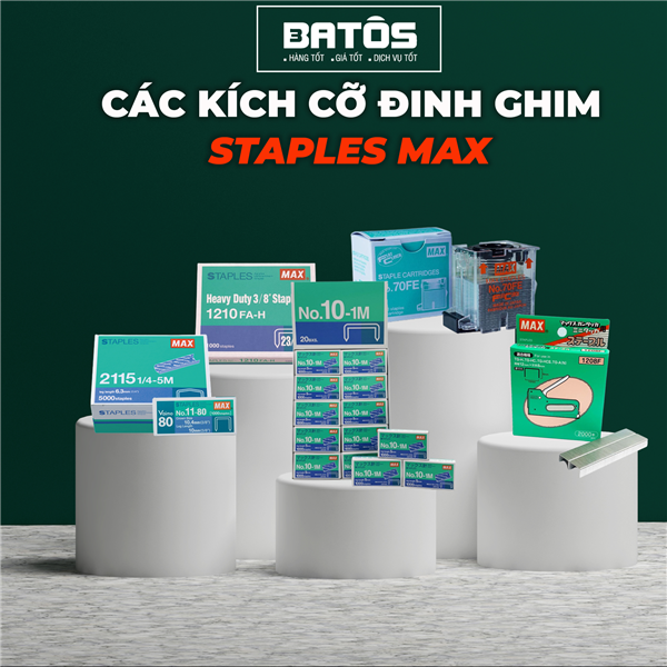 Tổng hợp các kích cỡ đinh ghim Staples MAX