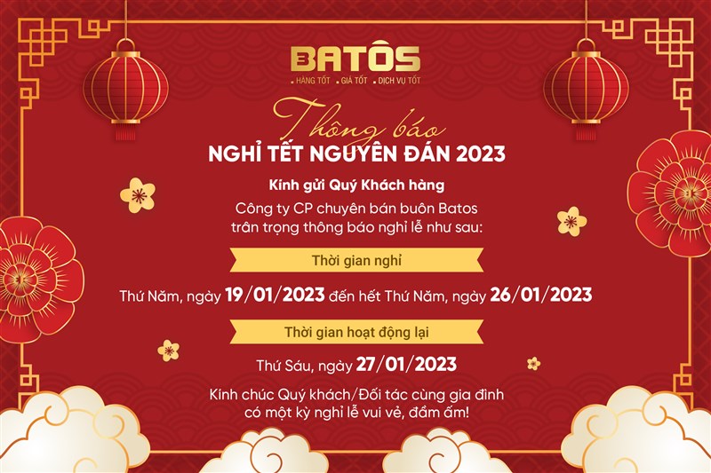 THÔNG BÁO NGHỈ TẾT NGUYÊN ĐÁN - QUÝ MÃO 2023