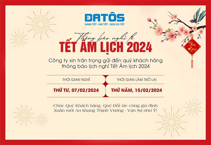 Batos Thông Báo Nghỉ lễ Tết Âm Lịch 2024 