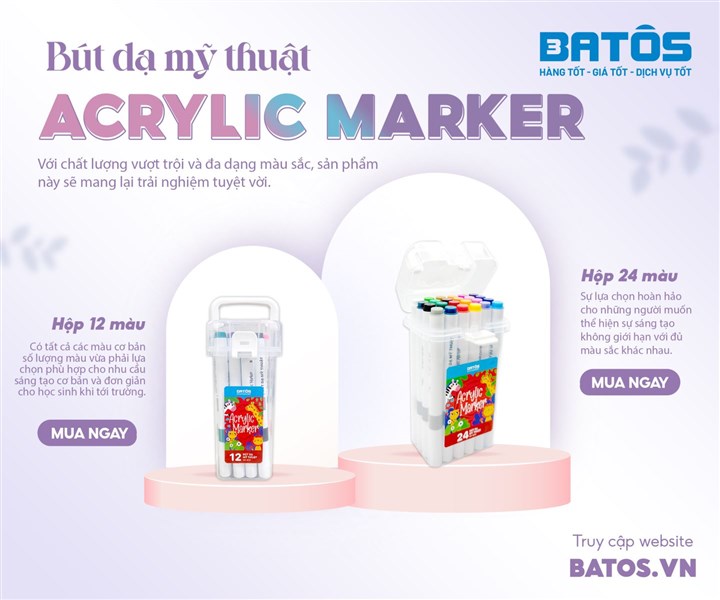 Sở hữu bộ màu Acrylic marker 24 màu chỉ với giá chưa đến 2 cốc trà sữa