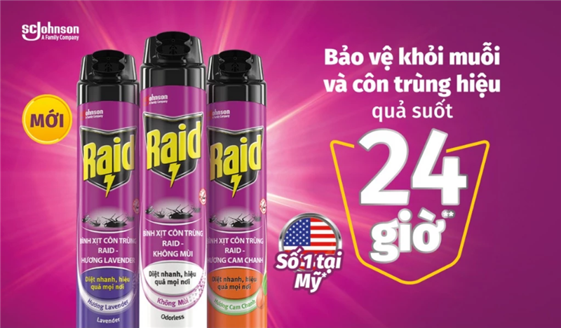 Mua bình xịt côn trùng Raid chính hãng, giá rẻ, giao hàng nhanh