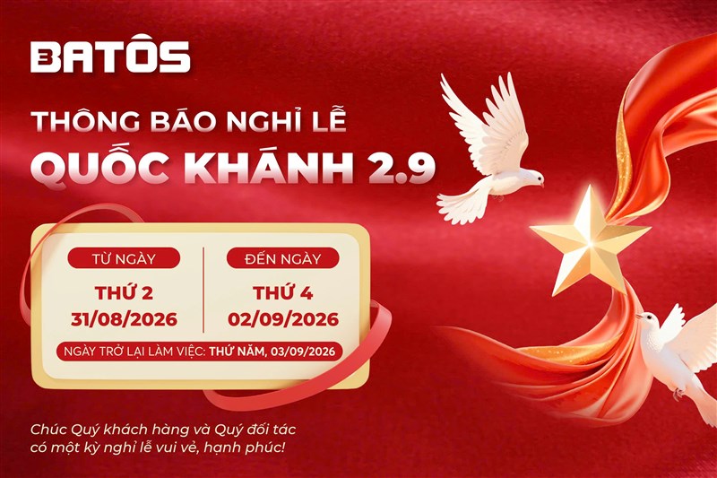 Batos thông báo lịch nghỉ lễ Quốc Khánh 02/09/2026
