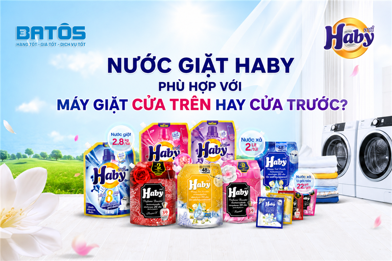 Nước giặt Haby phù hợp với máy giặt cửa trên hay cửa trước?