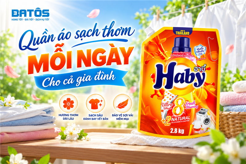 Nước giặt Haby hương hoa tươi mới, nâng niu quần áo sau mỗi lần giặt
