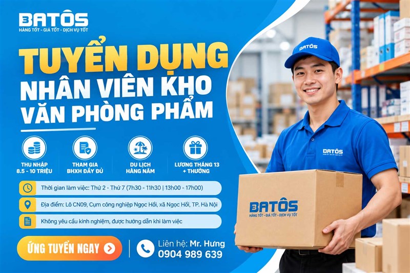Tuyển dụng nhân viên kho văn phòng phẩm