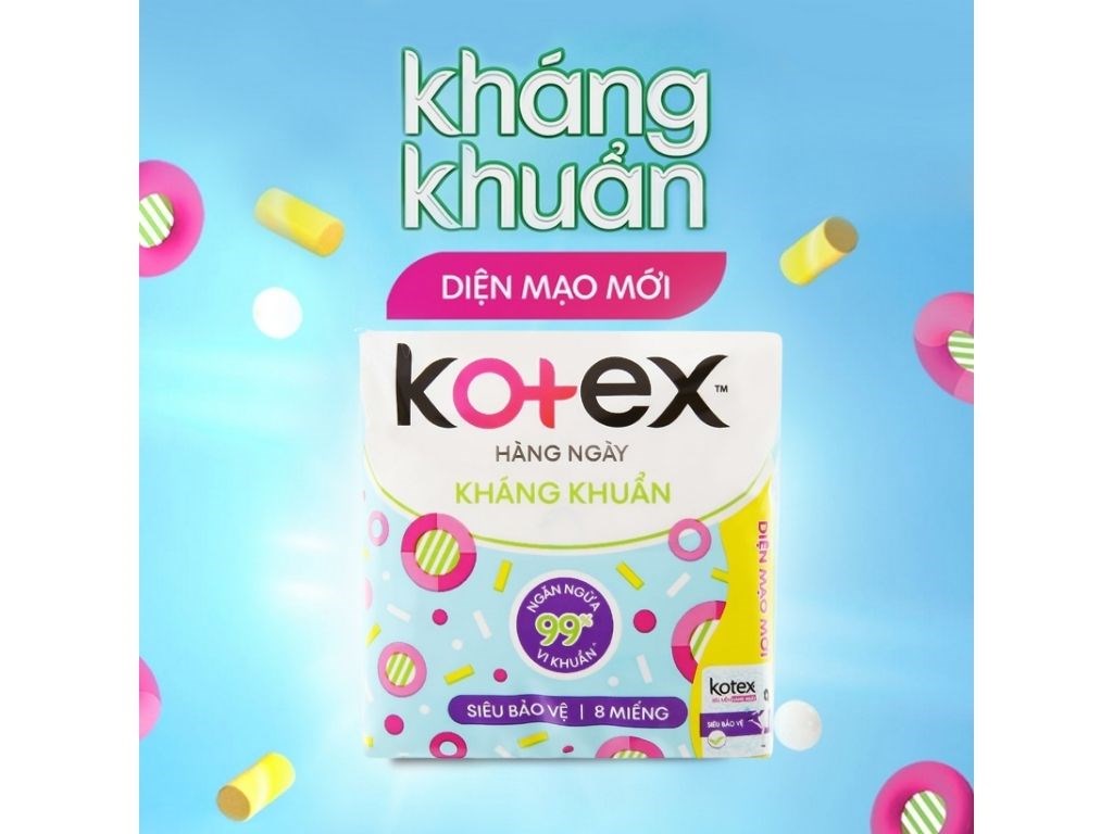 Bịch 8 gói băng vệ sinh Kotex Hàng ngày kháng khuẩn siêu bảo vệ 8 miếng/ gói - Hàng chính hãng