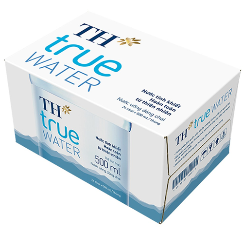 Thùng 24 chai nước tinh khiết TH true WATER 500ml - Hàng chính hãng, date xa
