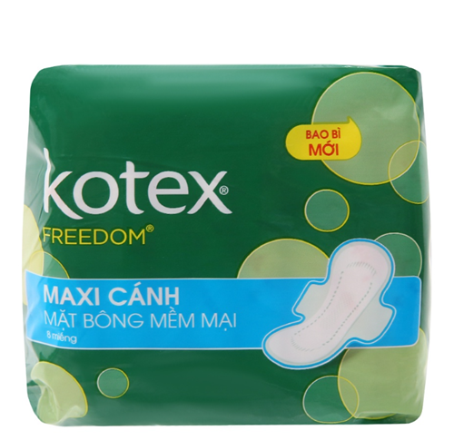 Bịch 8 gói băng vệ sinh Kotex Freedom Bông mềm mại 8 miếng/ gói - Hàng chính hãng