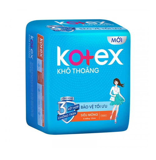 Bịch 8 gói băng vệ sinh Kotex khô thoáng mặt lưới lụa hóa 8 miếng/ gói - Hàng chính hãng