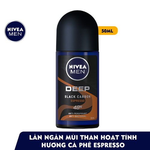 Lăn Ngăn Mùi NIVEA MEN Deep Than Đen Hương Espresso 50 ml - 85366