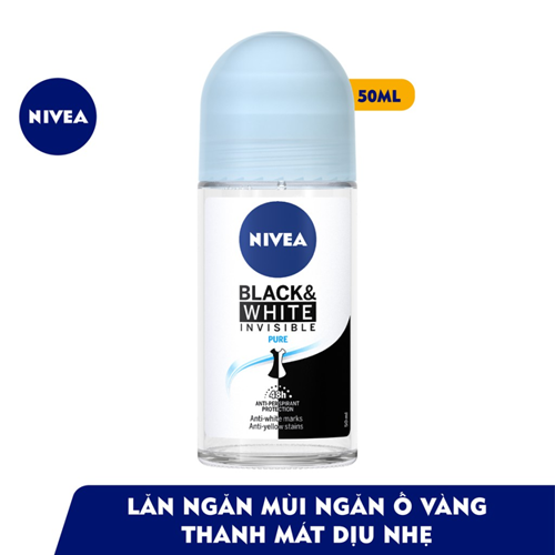 Lăn Ngăn Mùi NIVEA Black&White Ngăn Vệt Ố Vàng Vượt Trội - Thanh Mát Dịu Nhẹ 50 ml - 82234