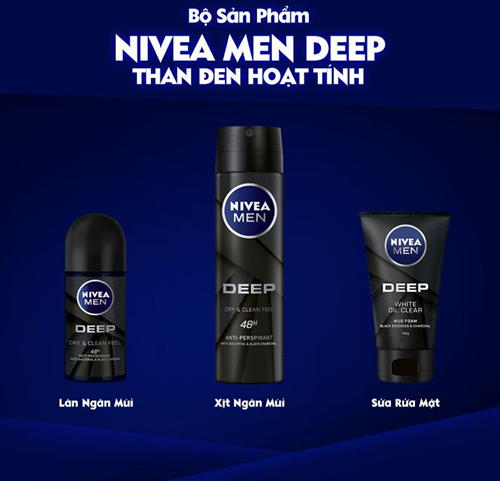 Lăn Ngăn Mùi NIVEA MEN Deep Than Hoạt Tính 50 ml - 80031