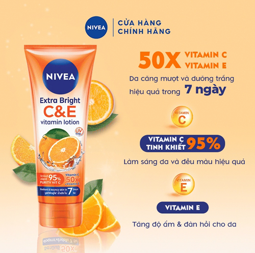 Sữa Dưỡng Thể NIVEA Vitamin C&E Sáng Mượt Da Sau 7 Ngày 180 ml - 84374