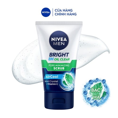 Sữa Rửa Mặt NIVEA MEN Bright Oil Clear Scrub Kiểm Soát Nhờn | Sạch Sâu | Chứa Hạt Mát-xa (100 g) - 88880