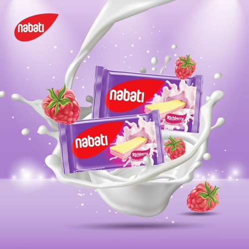 Bánh kem xốp hương sữa chua phúc bồn tử Nabati Richberry Raspberry Flavour Yoghurt Cream Wafer 50g