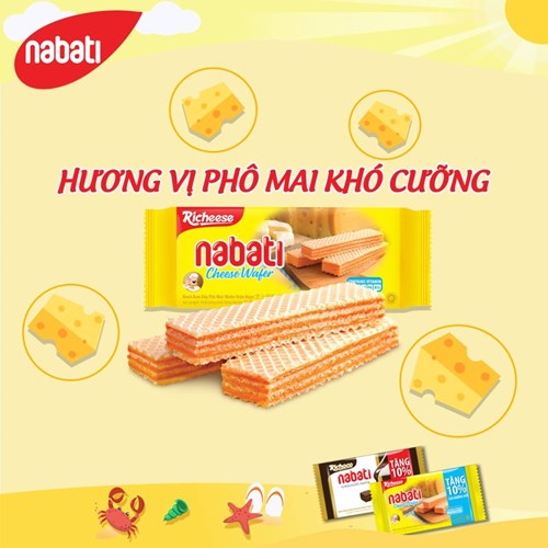 Bánh kem xốp phô mai Richeese Nabati Cream Wafer 110g