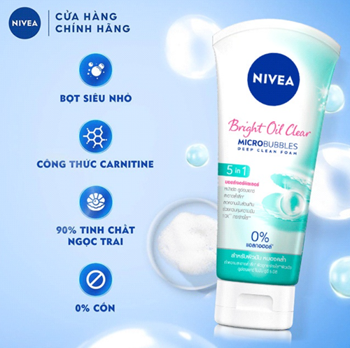 Sữa Rửa Mặt NIVEA Bright Oil Clear Kiểm Soát Nhờn Sáng Da (100 g) - 84951