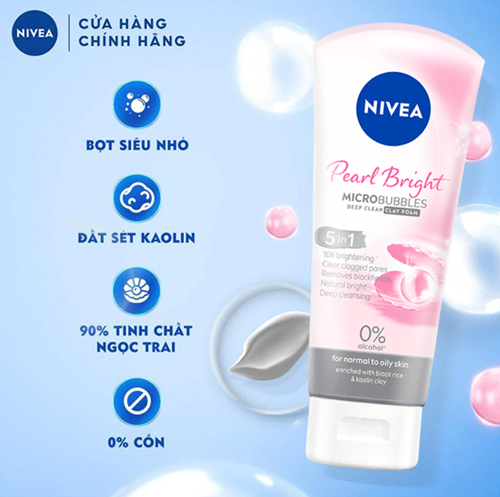 Sữa Rửa Mặt NIVEA Pearl Bright Dưỡng Sáng Da Ngọc Trai (100 g) - 81295