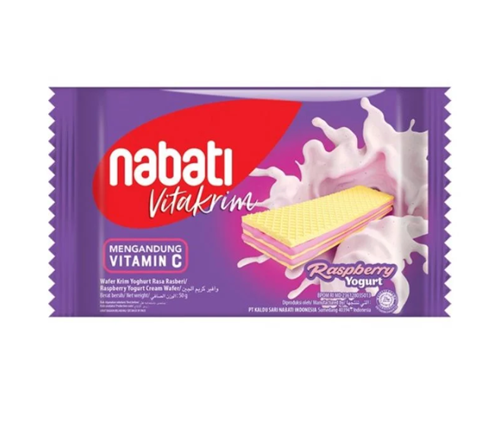 Bánh kem xốp hương sữa chua phúc bồn tử Nabati Richberry Raspberry Flavour Yoghurt Cream Wafer 50g