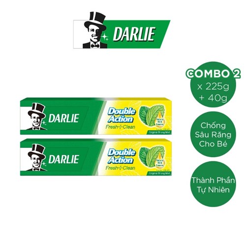 Bộ 2 Kem Đánh Răng Darlie Double Action Fresh Clean 225g