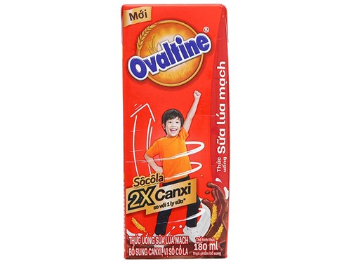 Lốc 4 hộp sữa lúa mạch vị socola Ovaltine bổ sung X2 canxi 180ml