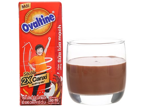 Thùng 48 hộp sữa lúa mạch vị socola Ovaltine bổ sung X2 canxi 180ml