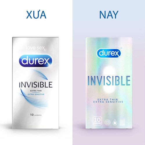 Bao cao su Durex Invisible Extra Thin Extra Sensitive 10 chiếc/ hộp