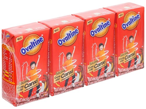 Thùng 48 hộp sữa lúa mạch vị socola Ovaltine bổ sung X2 canxi 110ml
