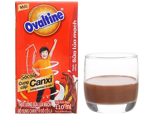 Lốc 4 hộp sữa lúa mạch vị socola Ovaltine bổ sung X2 canxi 110ml