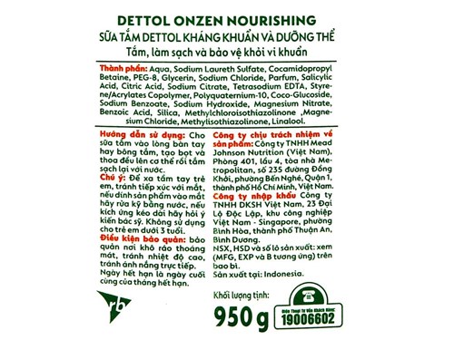 Sữa tắm Dettol Onzen kháng khuẩn và dưỡng da mật ong và bơ hạt mỡ 950g