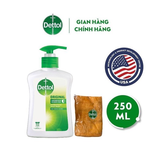 Nước rửa tay Dettol kháng khuẩn 250g + Tặng 01 khăn lau