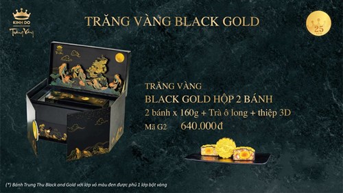 Bánh Trung Thu Kinh Đô Trăng Vàng Black Gold - Hộp 2 Bánh x 160g x Trà Ô Long x Thiệp 3D