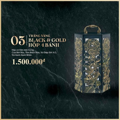 Bánh Trung Thu Kinh Đô Trăng Vàng Black Gold Hộp 4 bánh x160g + Trà Ô Long