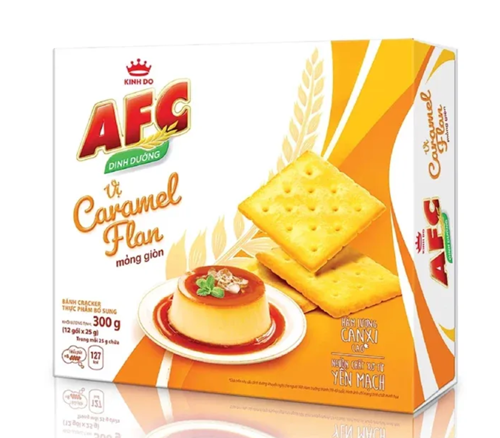 Bánh quy cracker AFC dinh dưỡng - Vị caramel flan mỏng giòn 261,6gr