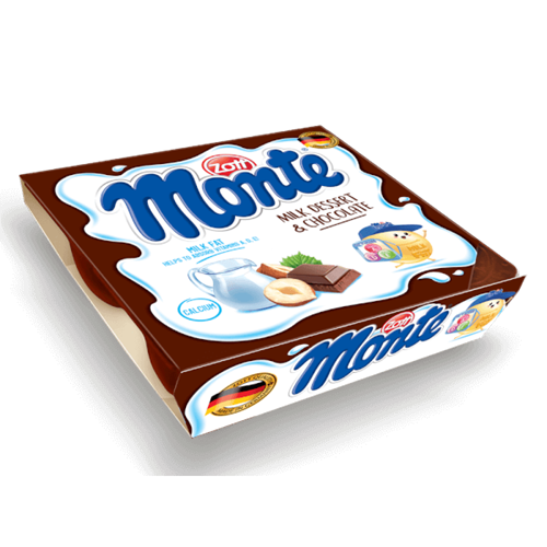 Váng sữa Zott Monte hương sô cô la 55g x 4 hộp/ vỉ