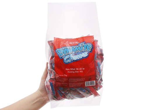 1 thùng kẹo nhai socola hương bạc hà Dynamite Chew 1kg/ túi x 8 gói/ thùng - Hàng chính hãng