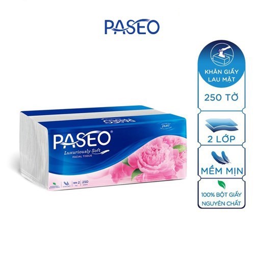 Khăn giấy rút cao cấp Paseo siêu mềm mại 2 lớp 250 tờ/ bịch