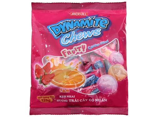 1 thùng kẹo nhai hương trái cây Dynamite Chew 125g/ túi  x 36 gói/ thùng - Hàng chính hãng