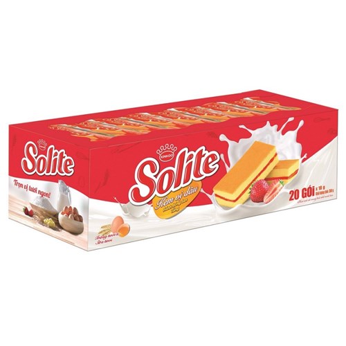 Bánh bông lan 3 tầng Solite kem vị dâu 340g/ hộp