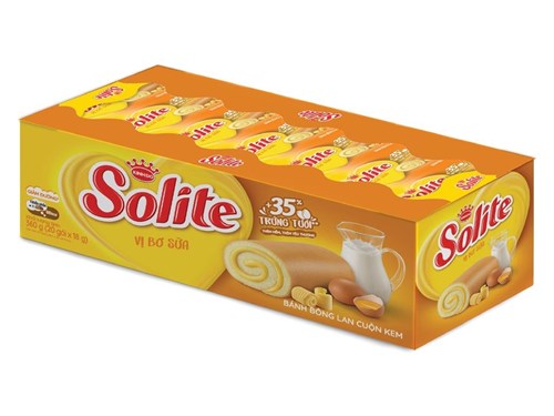 Bánh bông lan cuộn kem Solite vị bơ sữa 360g/ hộp