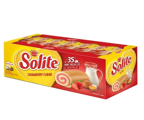 Bánh bông lan cuộn kem Solite vị dâu 360g/ hộp