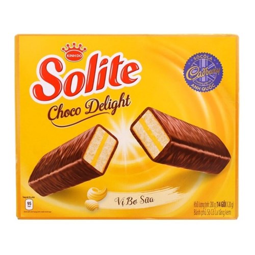 Bánh bông lan phủ socola tầng Solite vị bơ sữa 287g/ hộp