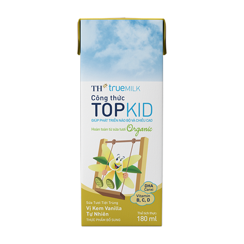 Thùng 48 hộp sữa tươi tiệt trùng kem vanilla tự nhiên TH True MILK Top Kid Organic 180ml