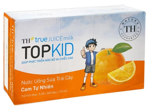Thùng 48 hộp sữa trái cây TH true JUICE milk TOPKID cam tự nhiên 110ml