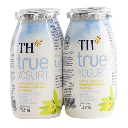 Thùng 48 chai sữa chua uống men sống hương Vanilla tự nhiên TH True Yogurt 100ml