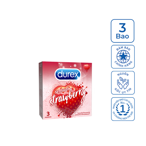 Bao cao su Durex Sensual Strawberry 3 chiếc/ hộp