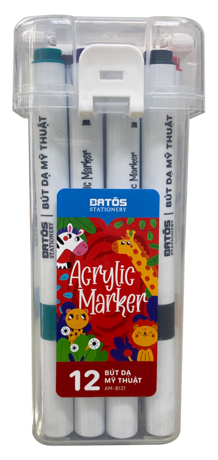 Bút dạ mỹ thuật Batos Acrylic marker 12 màu    