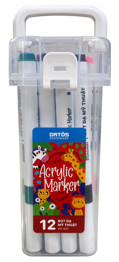 Bút dạ mỹ thuật Batos Acrylic marker 12 màu    