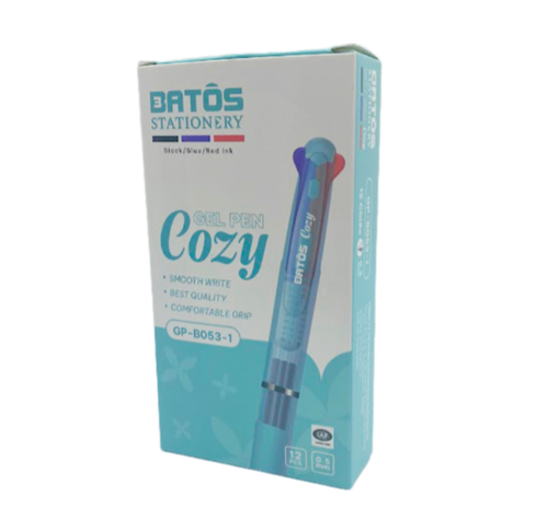 Bút gel Batos Cozy ngòi 0.5mm 3in1 màu xanh - đen - đỏ 